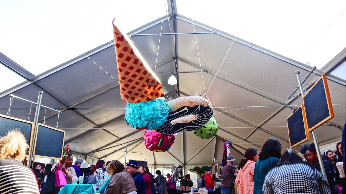 Large scale paper sculptures for Emporiyum food festival by Ashley Jaye Williams