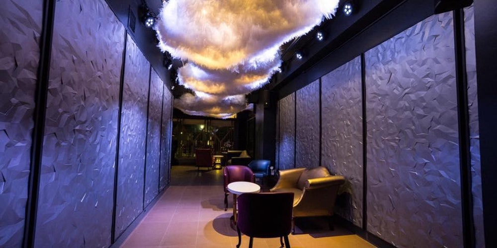 Cloud textile installation for St. Yves nightclub in collaboration with Swatchroom by Ashley Jaye Williams