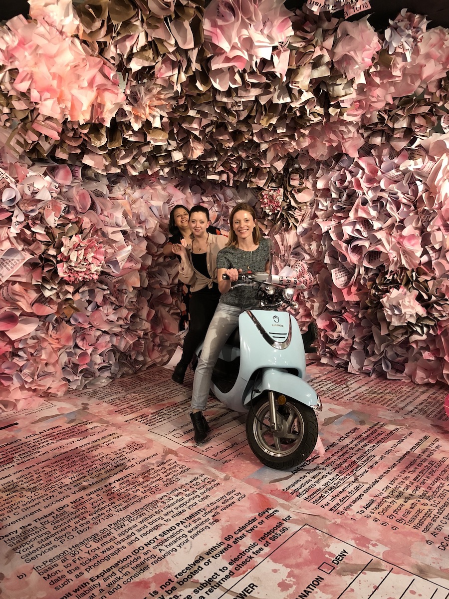 Sculptural paper Cherry Blossom installation for Maggie O'Neill Fine Art by Ashley Jaye Williams