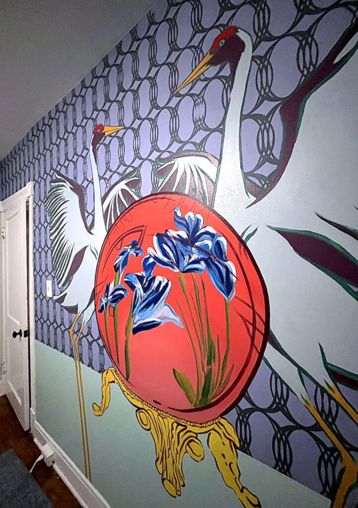 Crane mural for residential client by DC muralist Ashley Jaye Williams