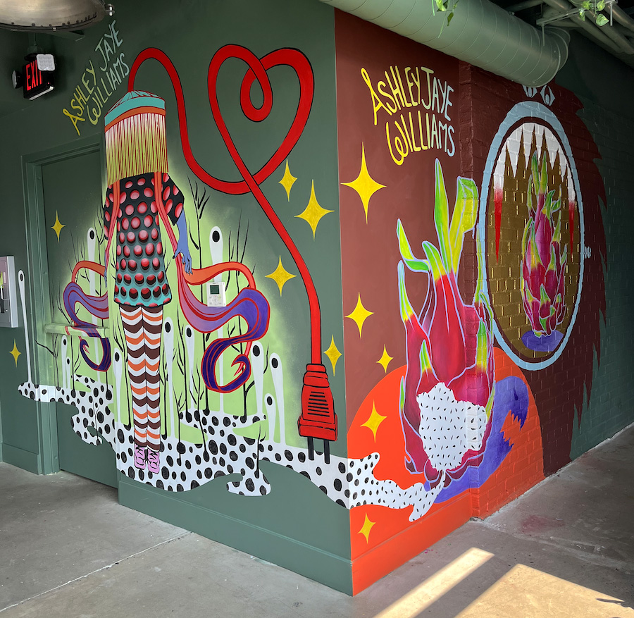 "Queer" mural at Selina hotel by DC muralist Ashley Jaye Williams | Photo by Williams